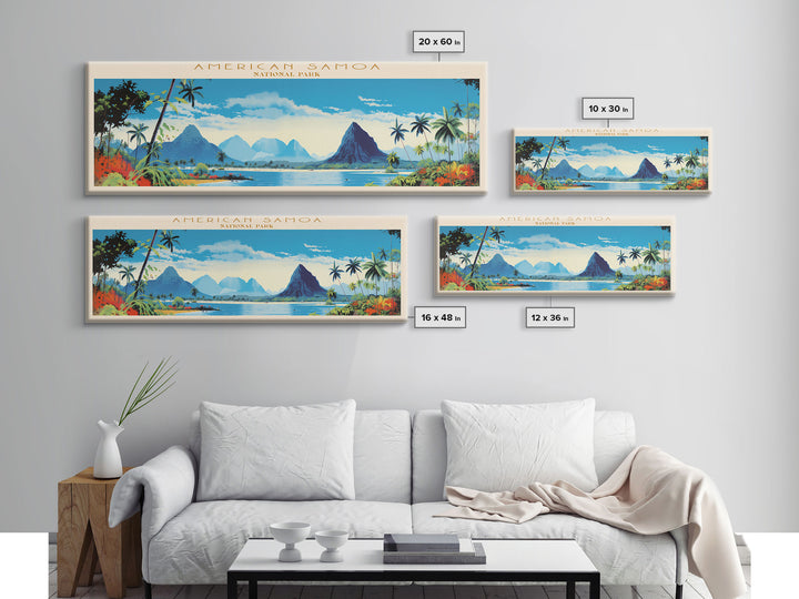 American Samoa National Park, Panoramic Samoa Travel Art, National Park Print, Minimalist Travel Art, Midcentury Modern Style Landscape