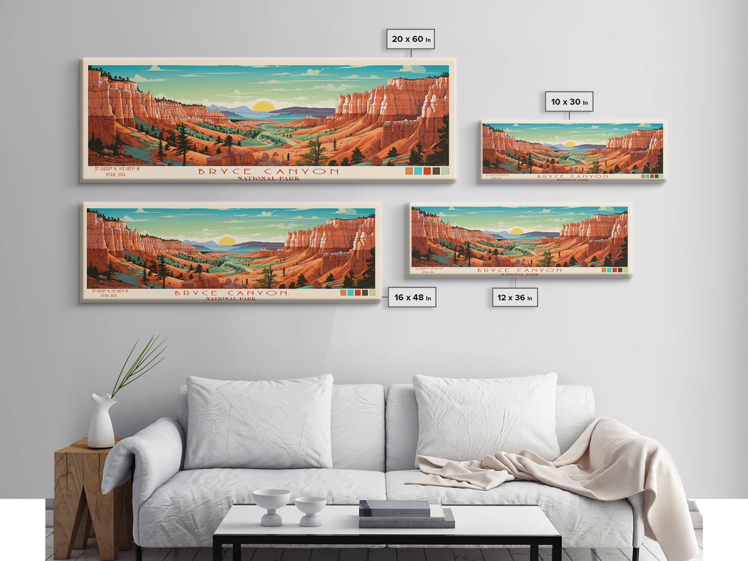 Bryce Canyon National Park, Panoramic Utah Travel Art, National Park Print, Minimalist Travel Art, Midcentury Modern Style Landscape