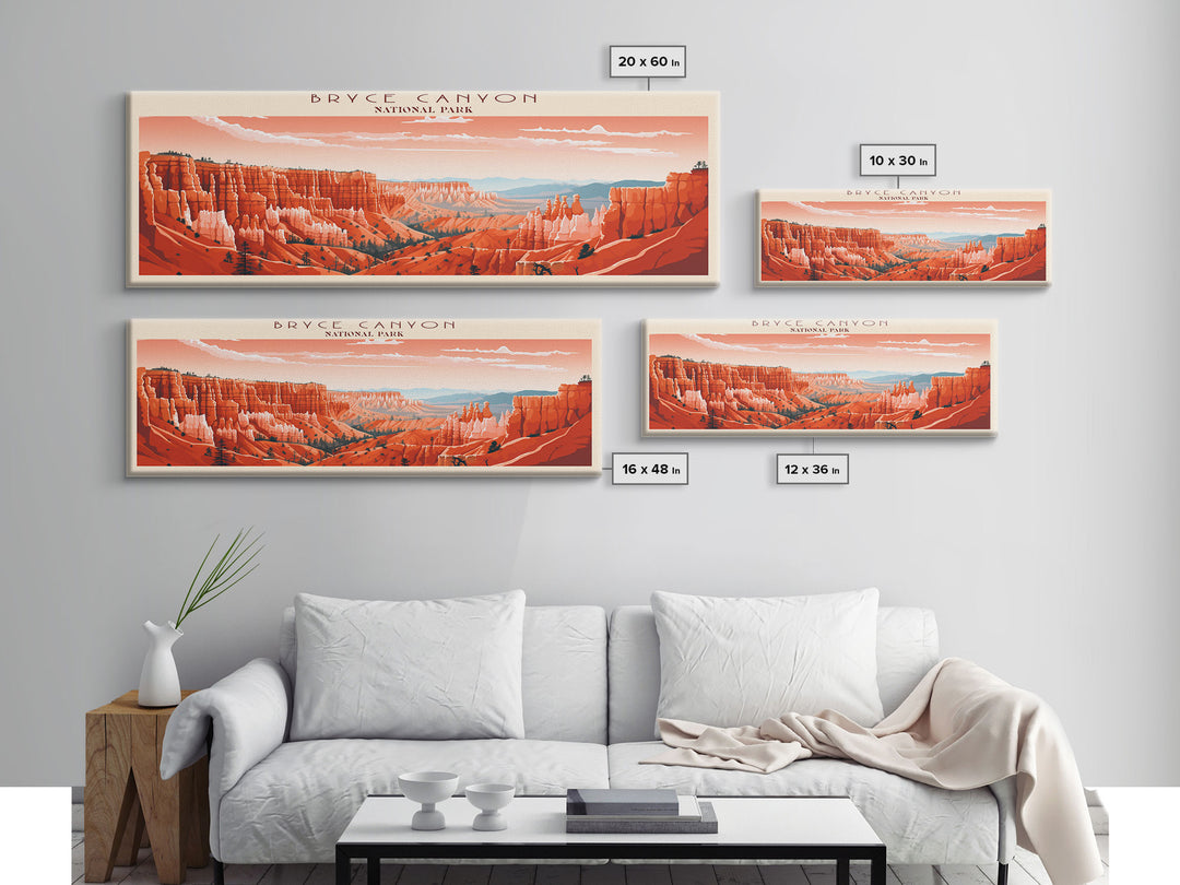 Bryce Canyon National Park, Panoramic Utah Travel Art, National Park Print, Minimalist Travel Art, Midcentury Modern Style Landscape