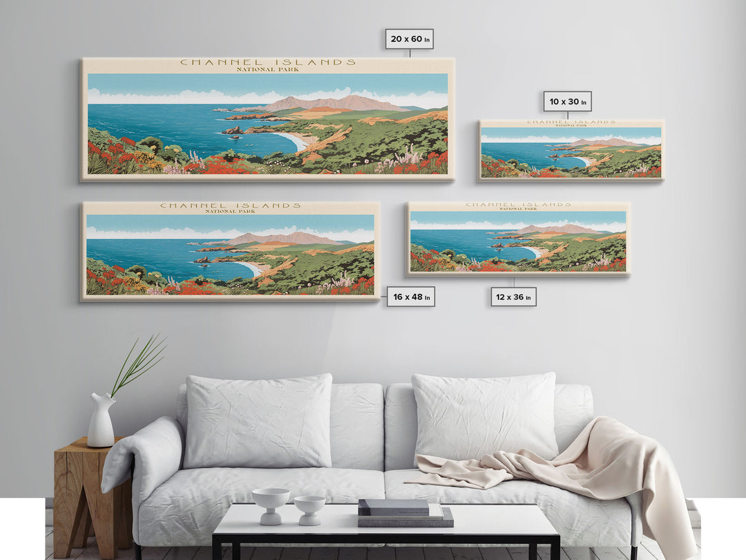 Channel Islands National Park Panoramic California Travel Art, National Park Print, Minimalist Travel Art, Midcentury Modern Style Landscape