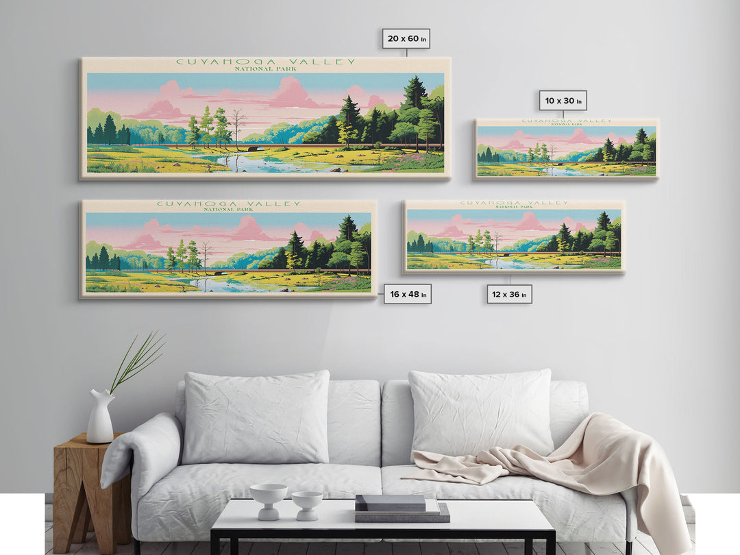 Cuyahoga Valley National Park, Panoramic Ohio Travel Art, National Park Print, Minimalist Travel Art, Midcentury Modern Style Landscape