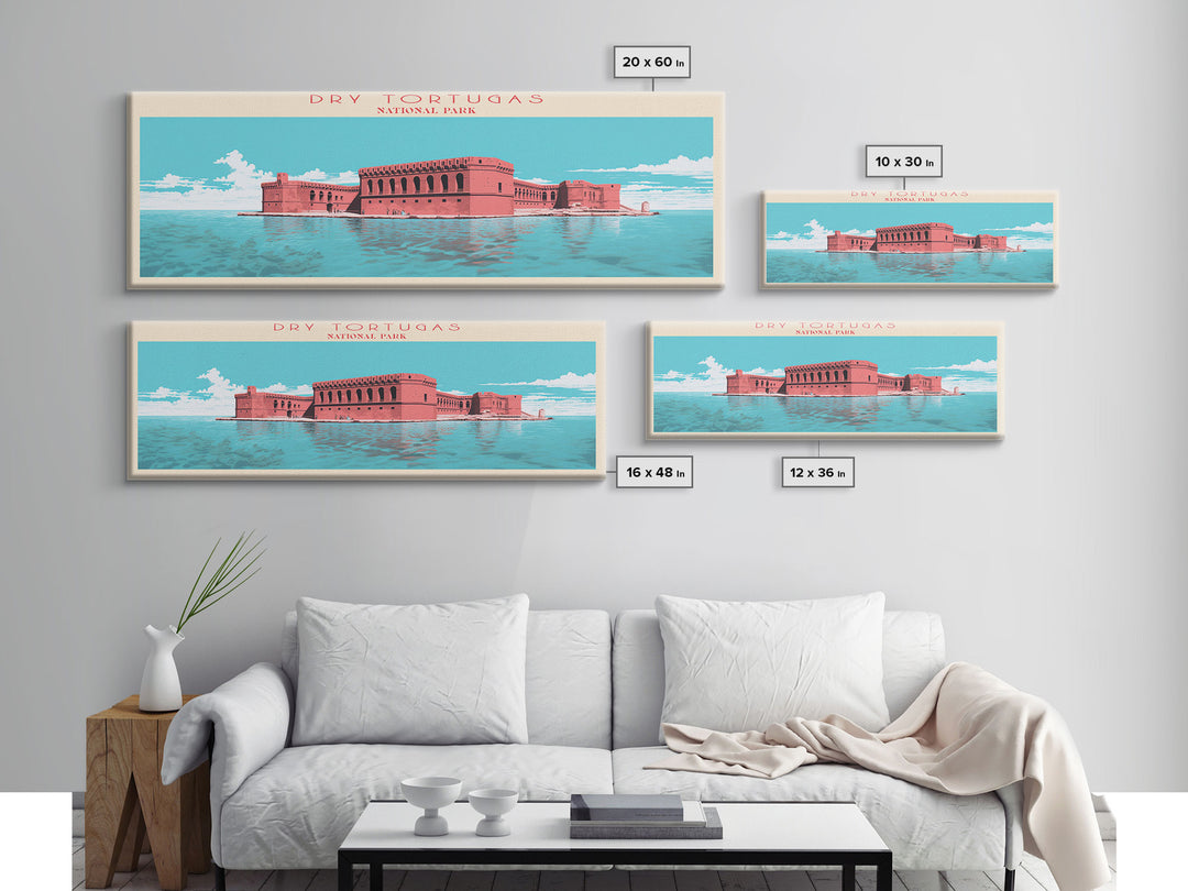 Dry Tortugas National Park, Panoramic Florida Travel Art, National Park Print, Minimalist Travel Art, Midcentury Modern Style Landscape