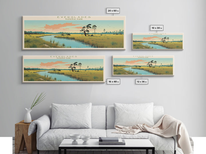 Everglades National Park, Panoramic Florida Travel Art, National Park Print, Minimalist Travel Art, Midcentury Modern Style Landscape