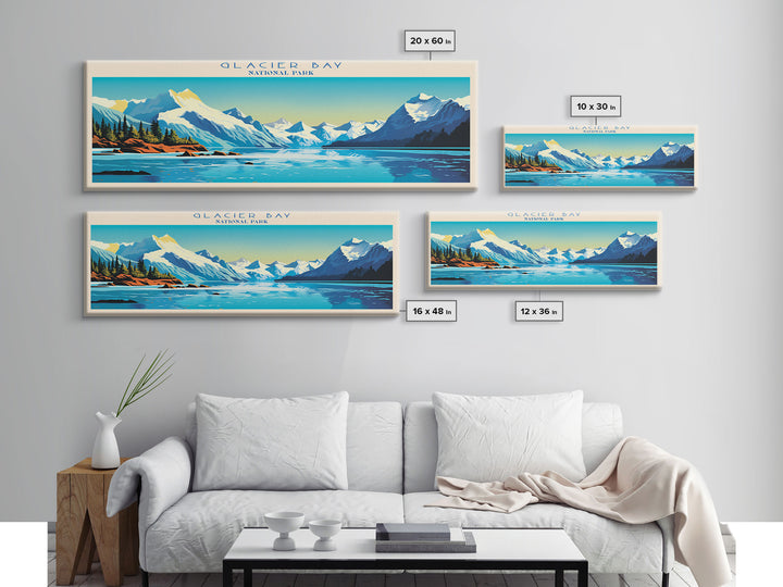 Glacier Bay National Park, Panoramic Alaska Travel Art, National Park Print, Minimalist Travel Art, Midcentury Modern Style Landscape