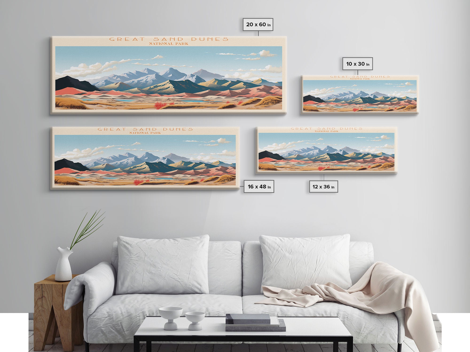 Great Sand Dunes National Park, Panoramic Colorado Travel Art, National Park Print, Minimalist Travel Art, Midcentury Modern Style Landscape