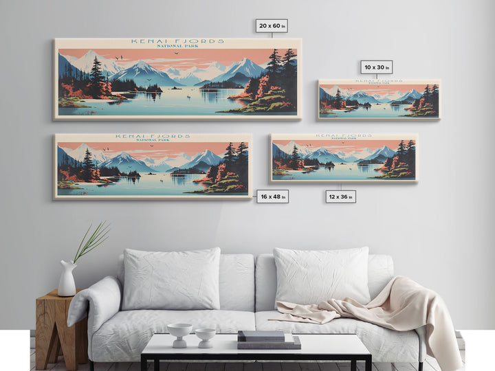 Kenai Fjords National Park, Panoramic Alaska Travel Art, National Park Print, Minimalist Travel Art, Midcentury Modern Style Landscape