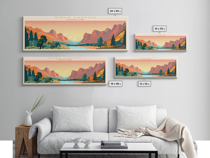 Kings Canyon National Park, Panoramic California Travel Art, National Park Print, Minimalist Travel Art, Midcentury Modern Style Landscape