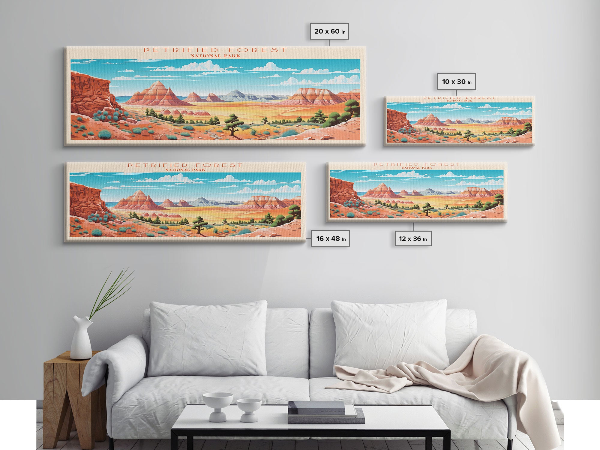 Petrified Forest National Park Panoramic Arizona Travel Art, National Park Print, Minimalist Travel Art, Midcentury Modern Style Landscape