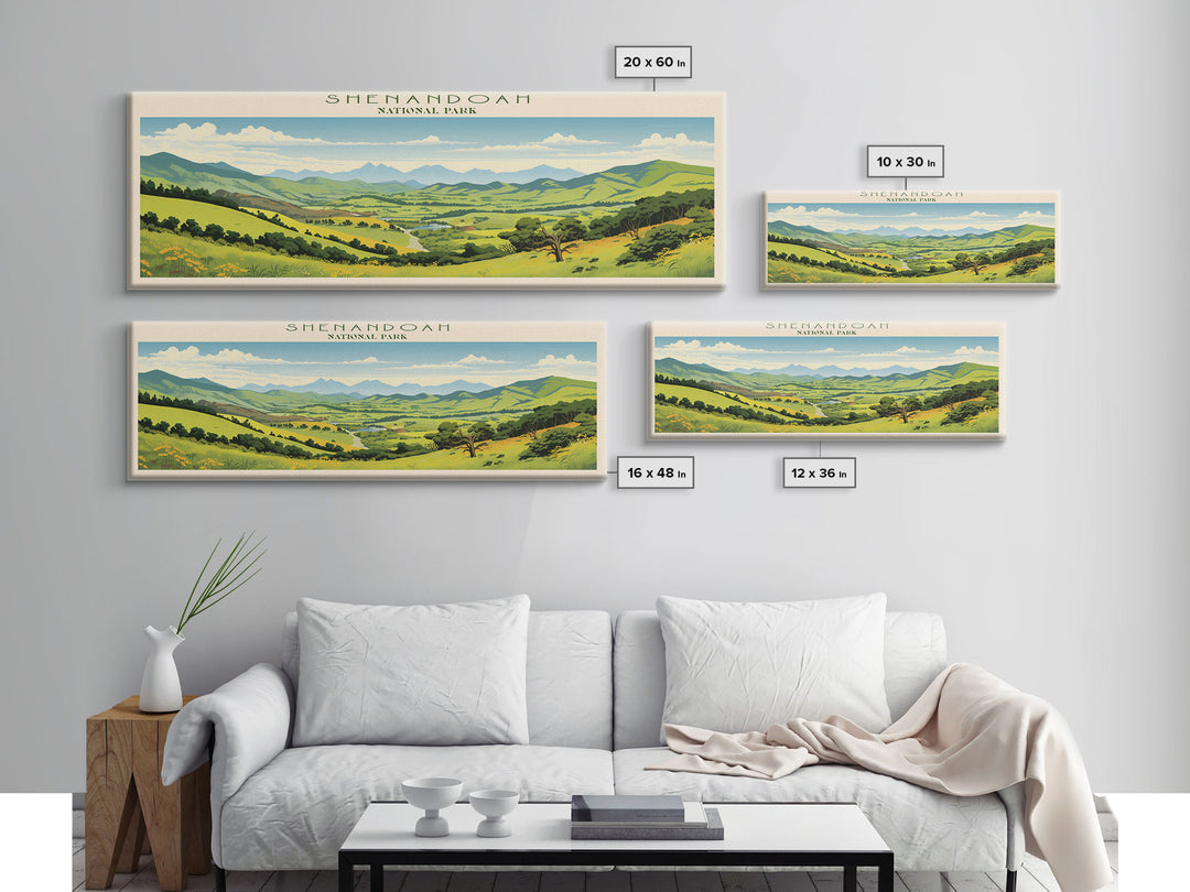 Shenandoah National Park Panoramic Virginia Travel Art, National Park Print, Minimalist Travel Art, Midcentury Modern Style Landscape