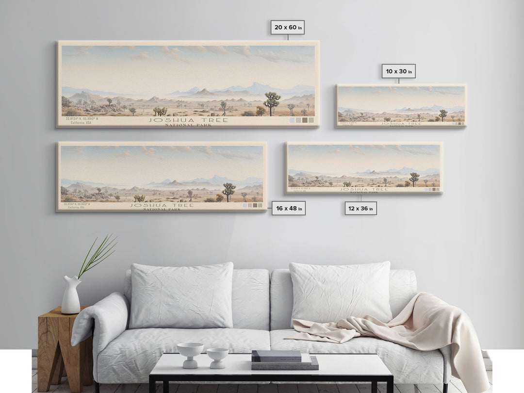 Joshua Tree National Park Panoramic California Travel Art, National Park Print, Minimalist Travel Art, Subdued Watercolor Painting Panoramic