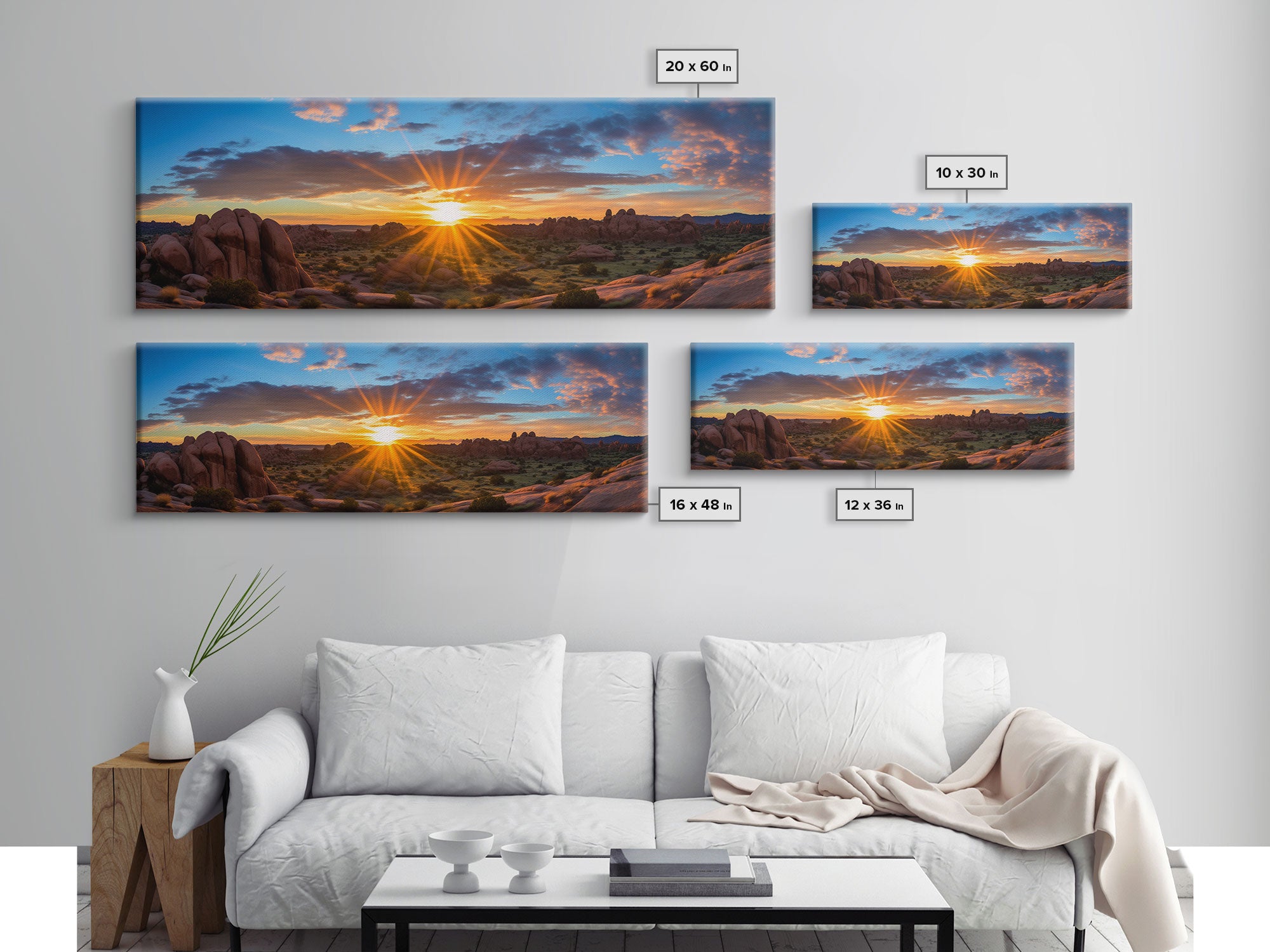 Photographic Panoramic of Arches National Park, Sunset Photography, National Park Art, Framed Canvas Print, Landscape Photography