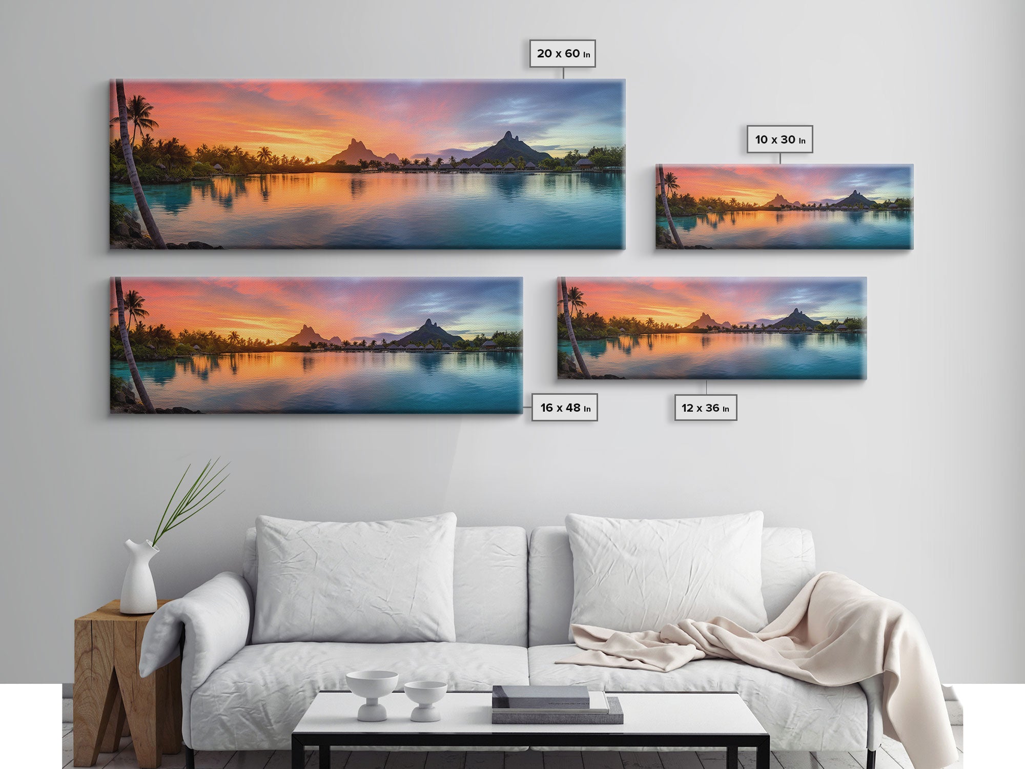 Beautiful Bora Bora Vacation Art, Bora Bora Photography Print, Panoramic Beach Art, Panoramic Photo Print, Lake House Art, Travel Decor