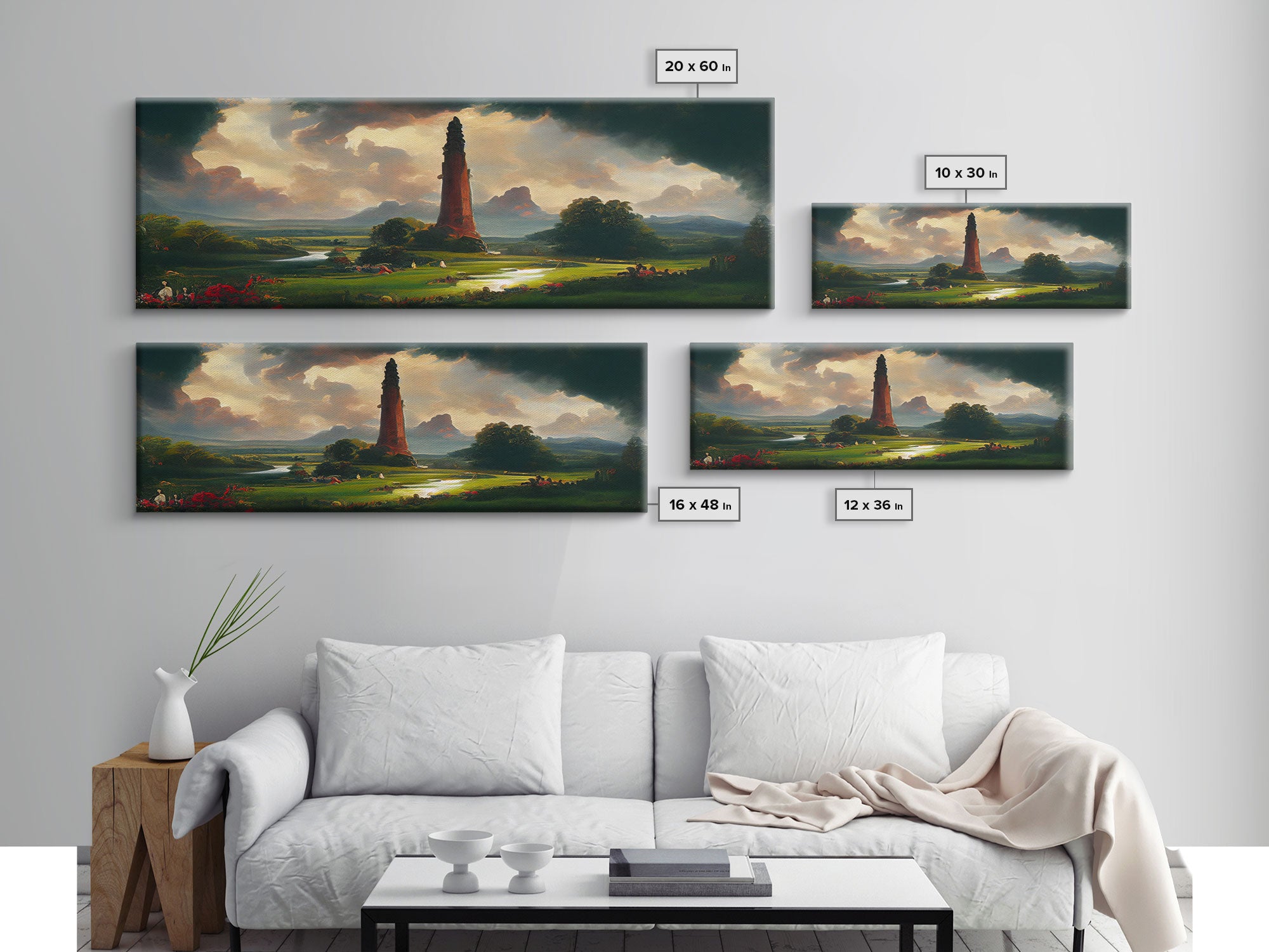 The Dark Tower, Ready To Hang Canvas Print, Panoramic Art, High Fantasy Concept Art