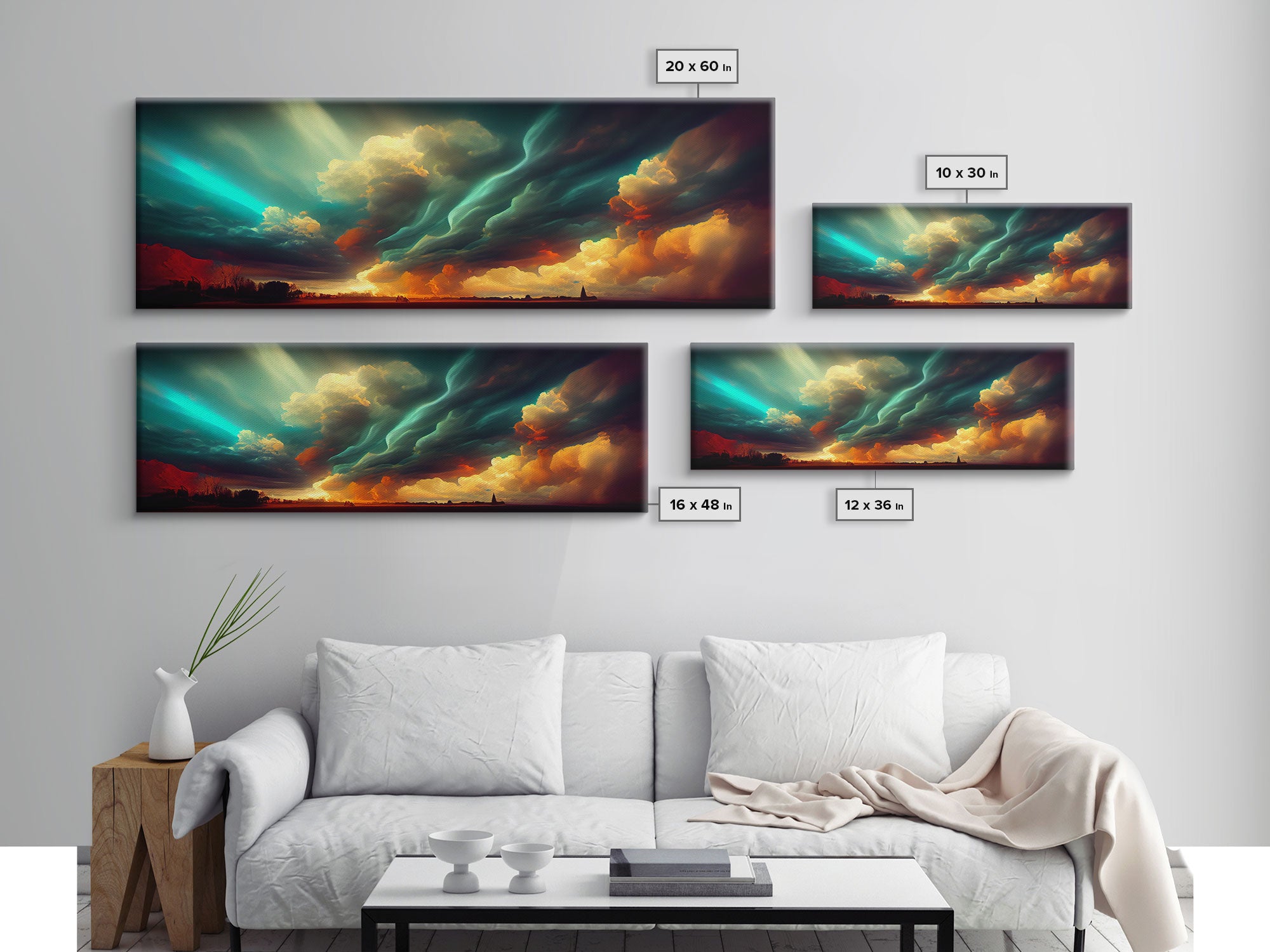 A Rain Storm, Texas Art, Framed Canvas Print, Panoramic Wall Art, Extra Large Art, Huge Wall Art, Above Couch / Sofa Living Room Art