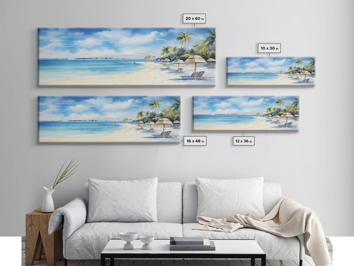 The Joy Of The Beach, Framed Canvas Print, Handmade Wall Art, Extra Large Minimalist Swimming Decor, Abstract Oil Painting, Panoramic Art