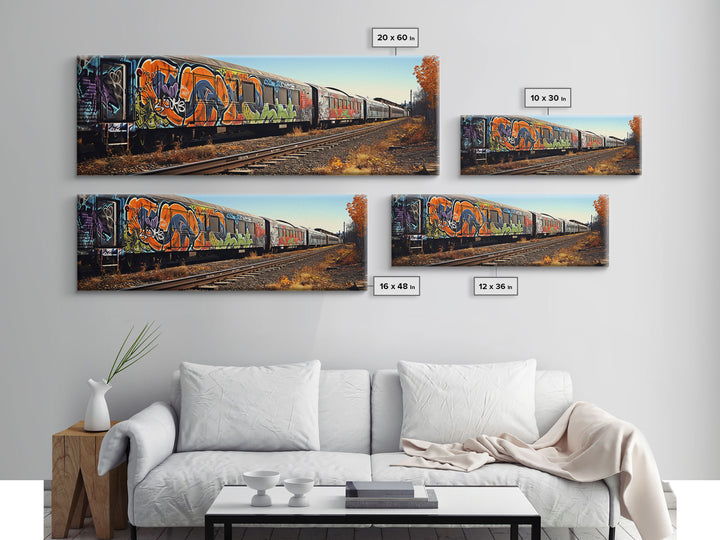 Abandoned Train Tracks, Urban Decay Graffiti Photography, Framed Canvas Print, Industrial Loft Decor, Loft Wall Art, Urban Art