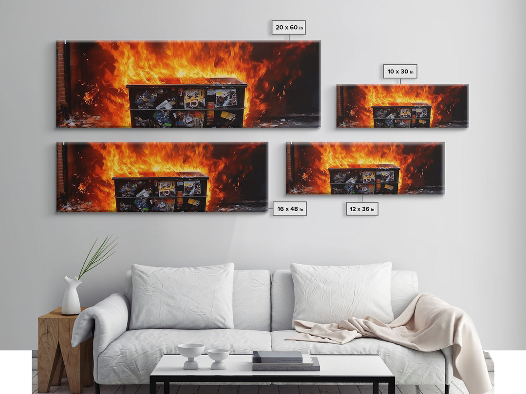 This Is Fine, It's Just A Dumpster Fire, Funny Wall Art, Framed Canvas Print