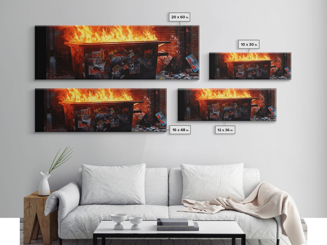 A Dumpster Fire, Canvas Wall Art, Modern Art, Urban Art, Wall Print