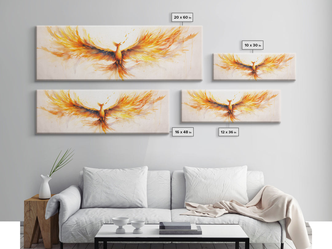 The Phoenix Panoramic Print, Mystical Rebirth, Framed Wall Art, Reincarnation Art