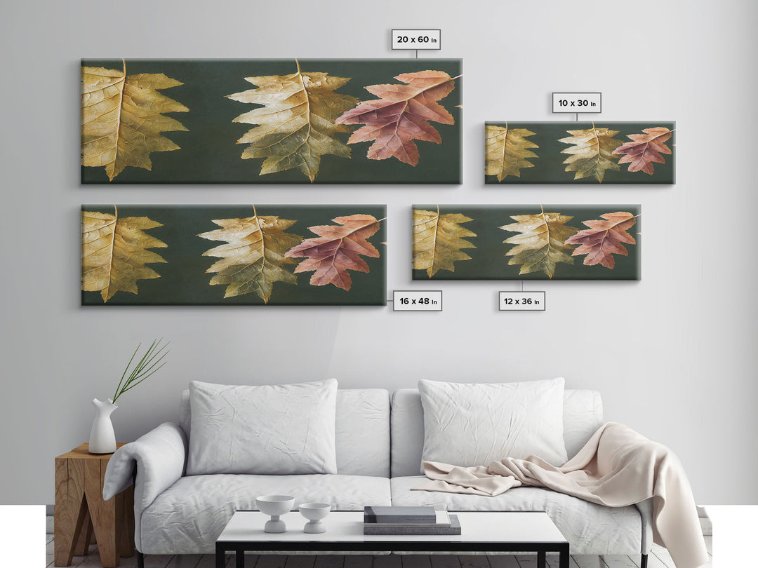 Fall Decor, Fall Leaves Panoramic Art, Extra Large Wall Art, Framed Panoramic Canvas Print, Framed Wall Art