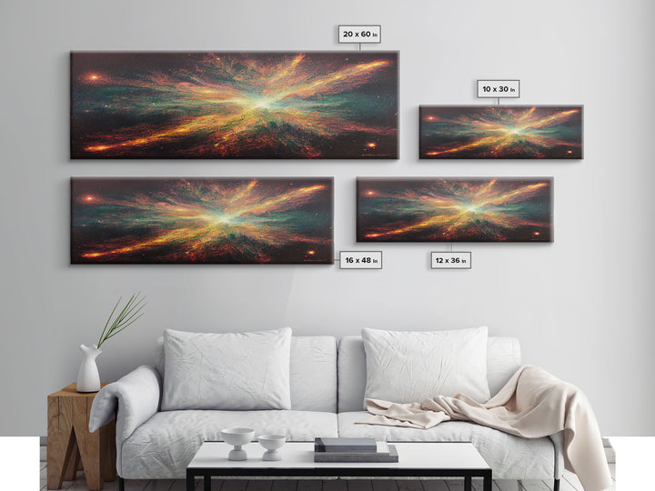 Galaxy Art, Supernova, Extra Large Wall Art, Framed Panoramic Canvas Print, Framed Wall Art