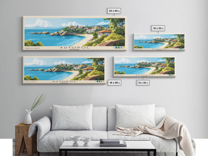 Ahtopol, Bulgaria Panoramic Beach Print, Vacation Gift, Bulgaria Wall Art, Beach Painting, Beach Decor, Beach Painting