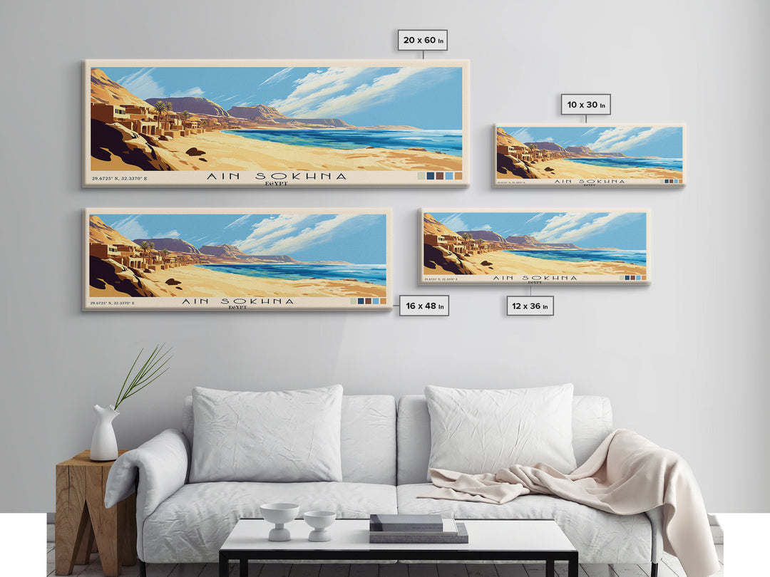 Ain Sokhna, Egypt Panoramic Print, Vacation Gift, Egypt Wall Art, Beach Painting, Beach Decor, Large Wall Art, Wood Frame Art