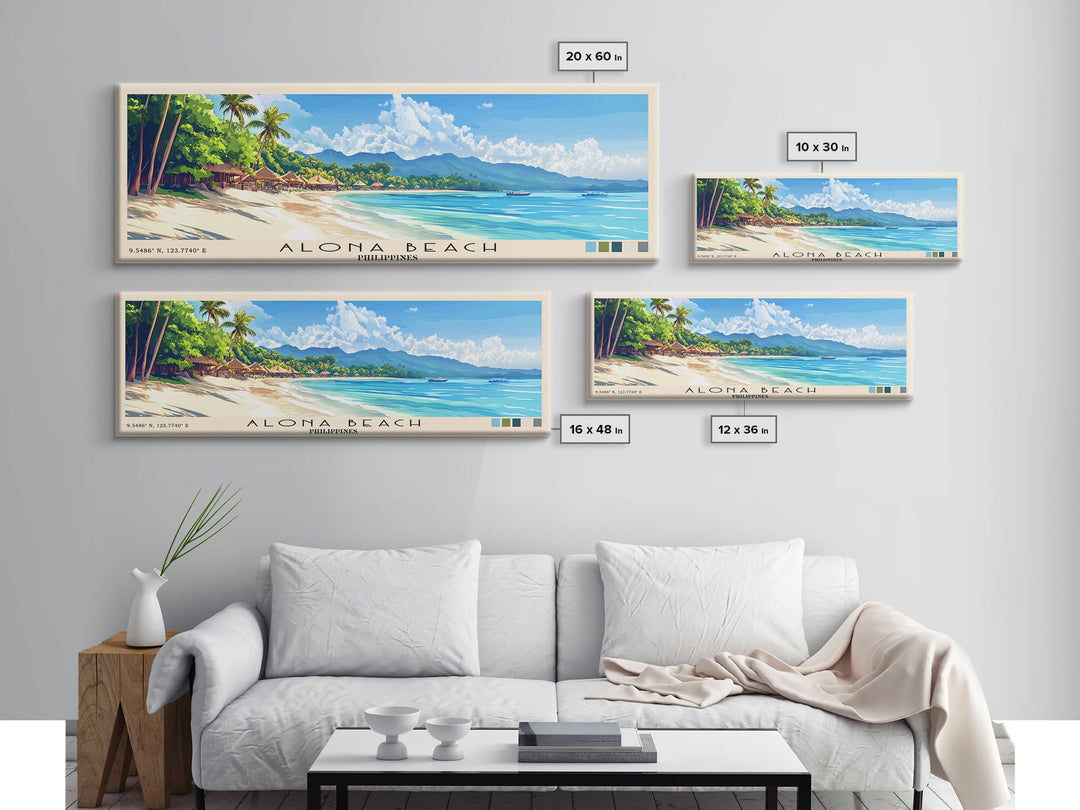 Alona Beach, Philippines Panoramic Print, Vacation Gift, Philippines Wall Art, Vacation Wall Art, Vacatation Memories, Beach Decor, Beach Or Lakehouse Art