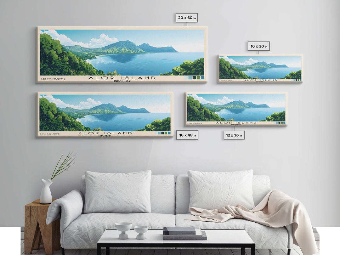 Alor Island, Indonesia Panoramic Print, Vacation Gift, Indonesia Wall Art, Beach Painting, Beach Decor, Beach Or Lakehouse Art