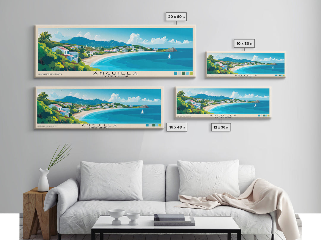 Anguilla, United Kingdom Panoramic Print, Vacation Gift, United Kingdom Wall Art, Vacation Wall Art, Vacatation Memories, Beach Decor, Beach Or Lakehouse Art