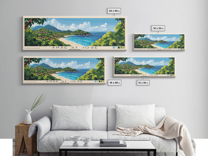 Anse St Jose, Seychelles Panoramic Print, Vacation Gift, Seychelles Wall Art, Beach Painting, Beach Decor, Beach Or Lakehouse Art