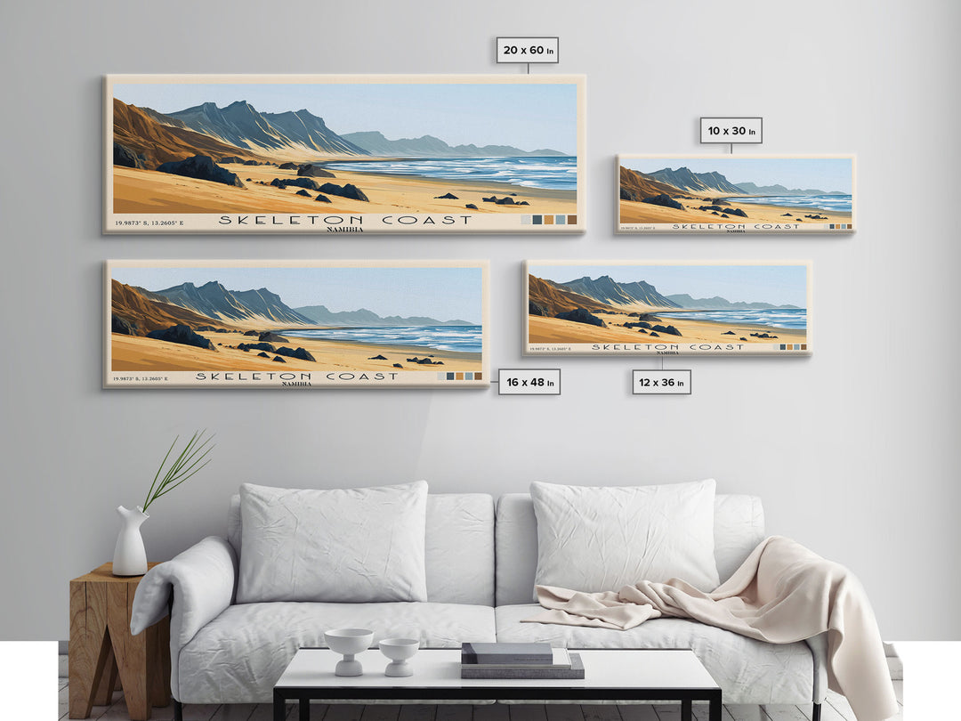 Skeleton Coast, Namibia Panoramic Print, Vacation Gift, Namibia Wall Art, Beach Painting, Beach Decor, Large Wall Art, Wood Frame Art