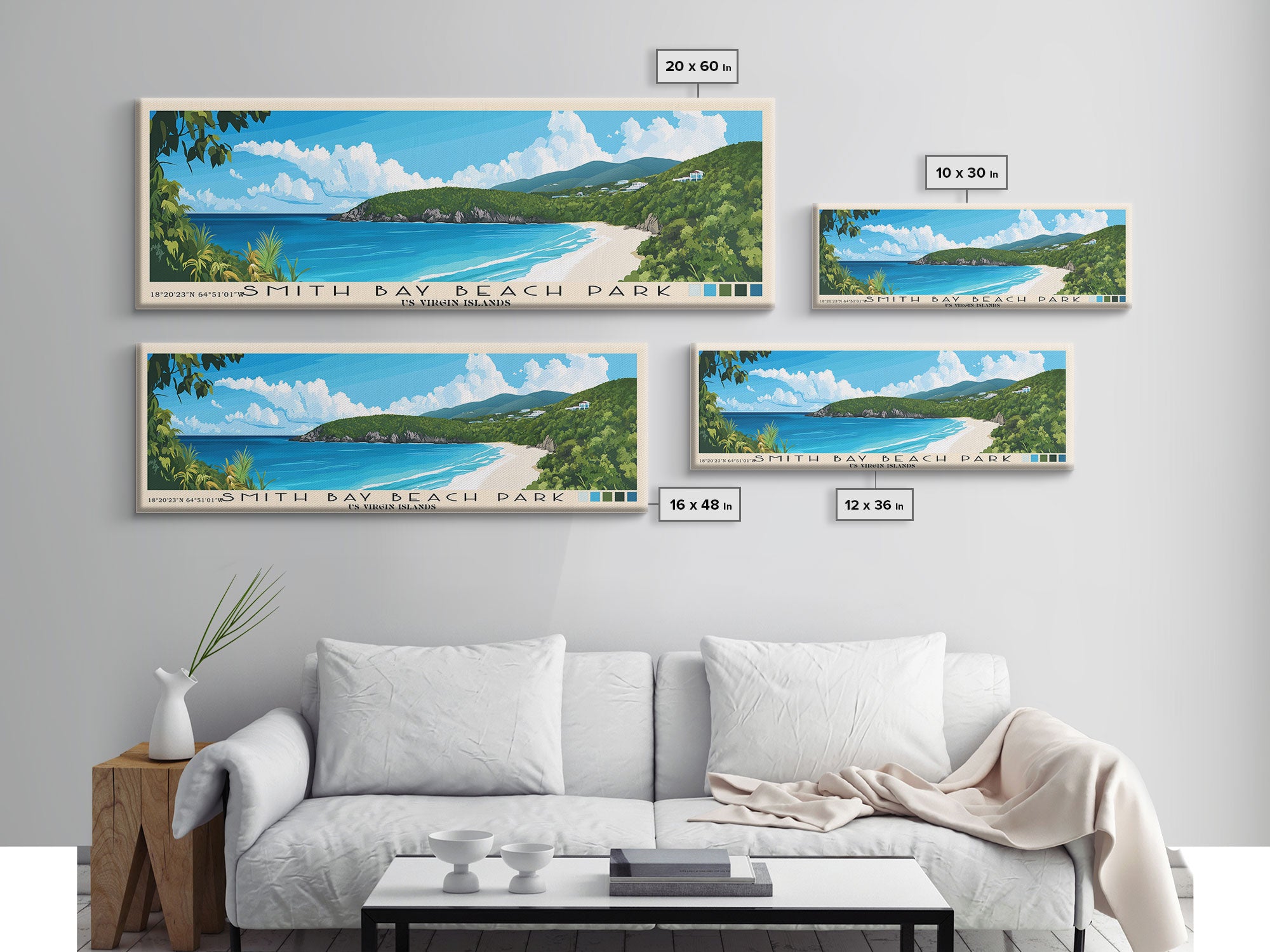 Smith Bay Beach Park, US Virgin islands Panoramic Print, Vacation Gift, US Virgin islands Wall Art, Vacation Wall Art, Vacatation Memories, Beach Decor, Beach Or Lakehouse Art