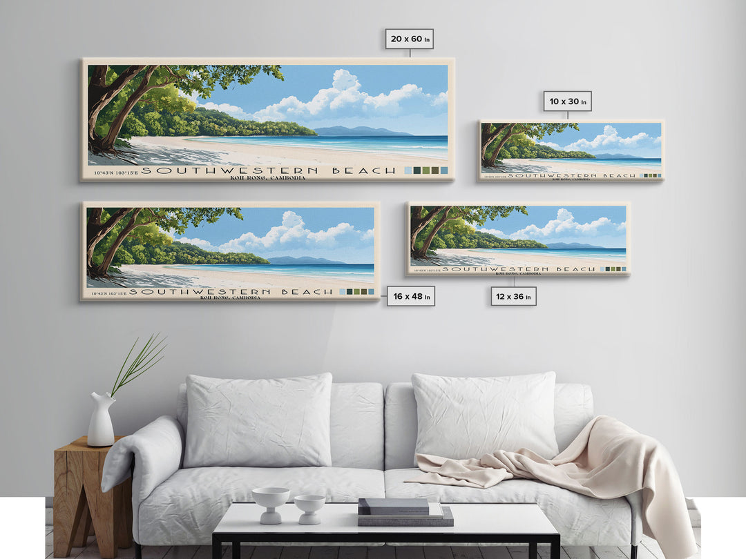 Southwestern Beach, Koh Rong, Cambodia Panoramic Print, Vacation Gift, Koh Rong, Cambodia Wall Art, Vacation Wall Art, Vacatation Memories, Beach Decor, Beach Or Lakehouse Art