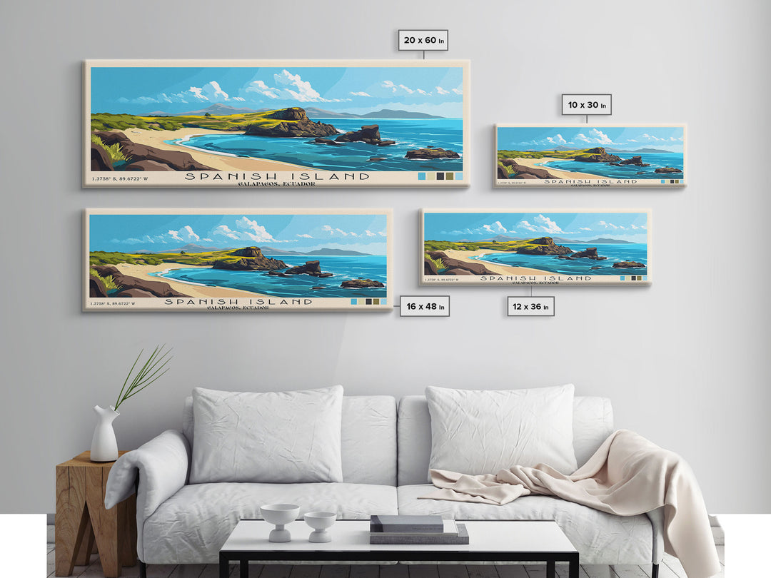 Spanish Island, Galapagos, Ecuador Panoramic Print, Vacation Gift, Galapagos, Ecuador Wall Art, Beach Painting, Beach Decor, Large Wall Art, Wood Frame Art