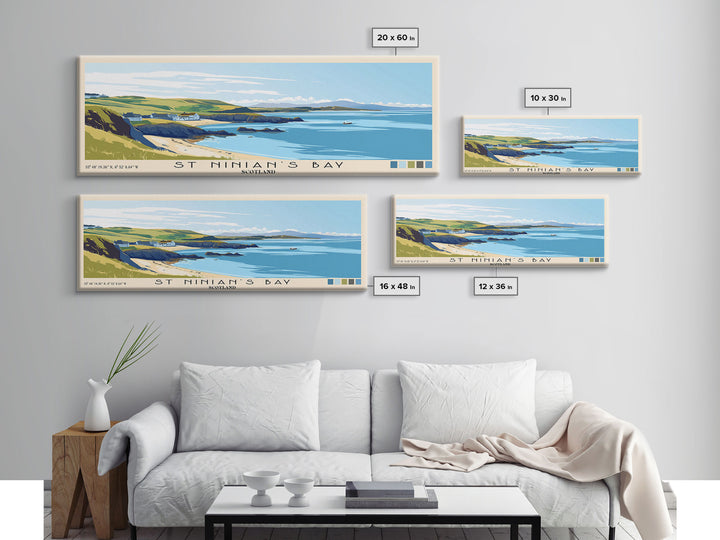 St Ninian’s Bay, Scotland Panoramic Print, Vacation Gift, Scotland Wall Art, Beach Painting, Beach Decor, Large Wall Art, Wood Frame Art