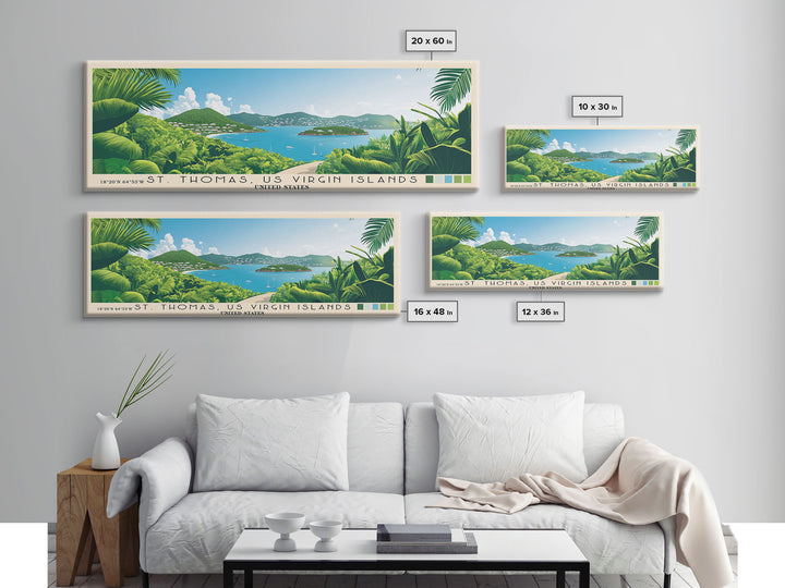 St. Thomas, US Virgin Islands, United States Panoramic Print, Vacation Gift, United States Wall Art, Beach Painting, Beach Decor, Beach Or Lakehouse Art