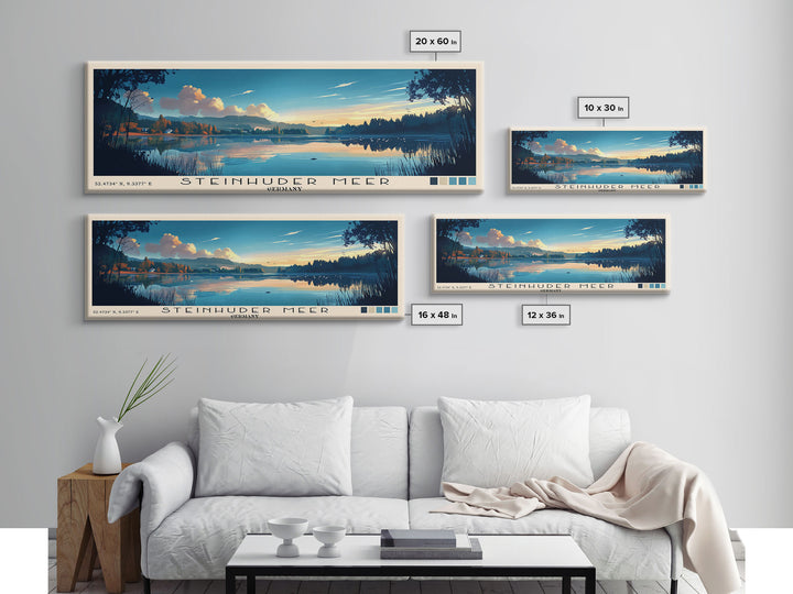 Steinhuder Meer, Germany Panoramic Beach Print, Vacation Gift, Germany Wall Art, Framed Canvas Print, Framed Beach Painting