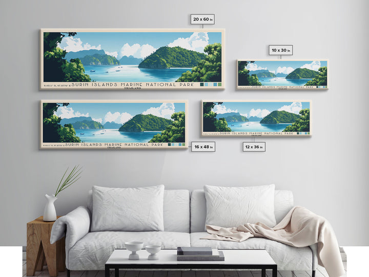 Surin Islands Marine National Park, Thailand Panoramic Print, Vacation Gift, Thailand Wall Art, Beach Painting, Beach Decor, Large Wall Art, Wood Frame Art