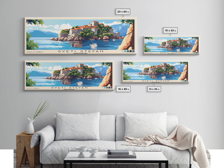 Sveti Stefan, Montenegro Panoramic Print, Vacation Gift, Montenegro Wall Art, Vacation Wall Art, Vacatation Memories, Beach Decor, Beach Or Lakehouse Art