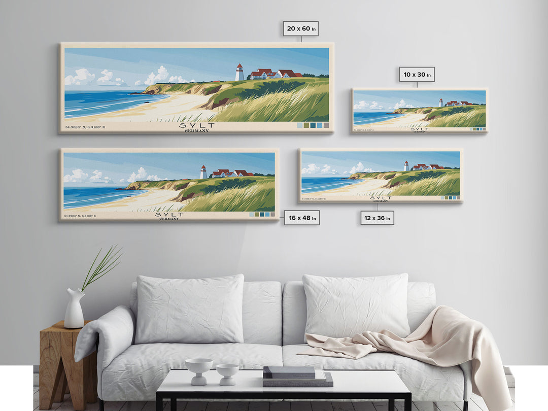 Sylt, Germany Panoramic Print, Vacation Gift, Germany Wall Art, Beach Painting, Beach Decor, Beach Or Lakehouse Art