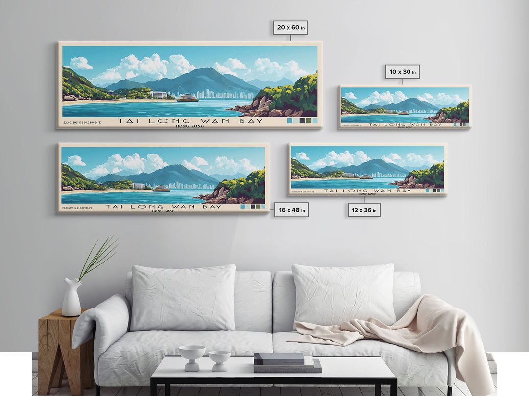 Tai Long Wan Bay, Hong Kong Panoramic Print, Vacation Gift, Hong Kong Wall Art, Beach Painting, Beach Decor, Beach Or Lakehouse Art