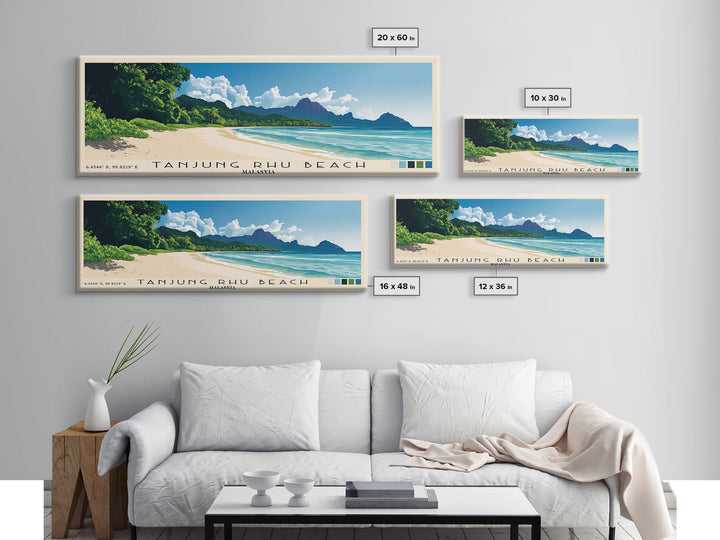 Tanjung Rhu Beach, Malasyia Panoramic Beach Print, Vacation Gift, Malasyia Wall Art, Framed Canvas Print, Framed Beach Painting