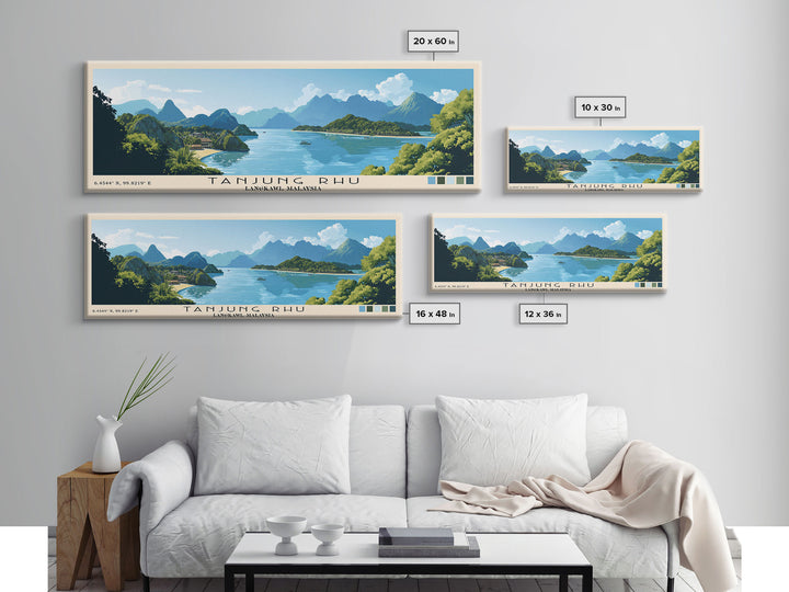 Tanjung Rhu, Langkawi, Malaysia Panoramic Print, Vacation Gift, Langkawi, Malaysia Wall Art, Beach Painting, Beach Decor, Large Wall Art, Wood Frame Art