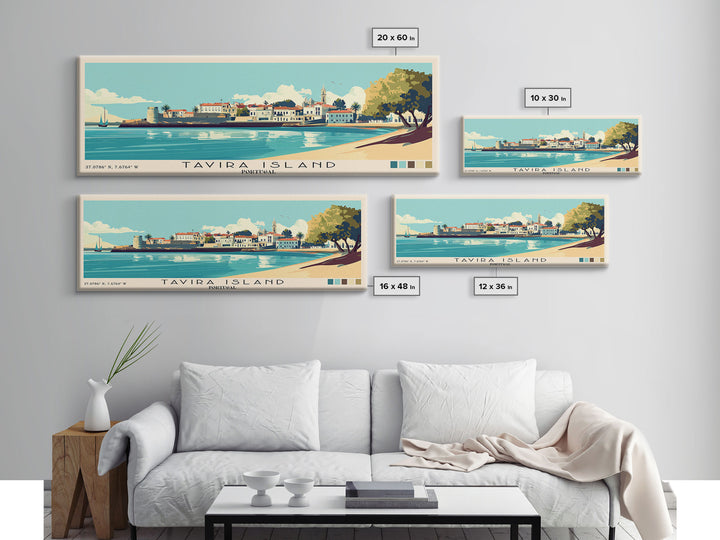 Tavira Island, Portugal Panoramic Beach Print, Vacation Gift, Portugal Wall Art, Beach Painting, Beach Decor, Beach Painting