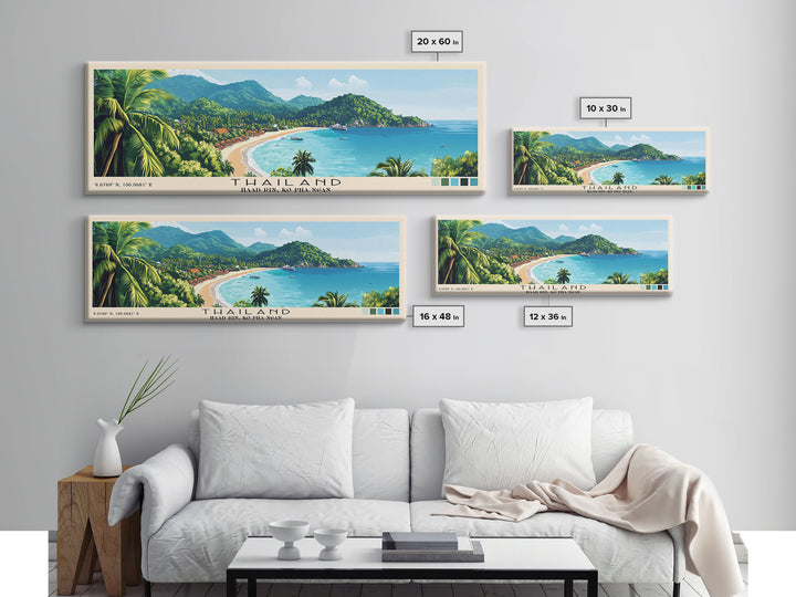 Thailand, Haad Rin, Ko Pha Ngan Panoramic Print, Vacation Gift, Haad Rin, Ko Pha Ngan Wall Art, Beach Painting, Beach Decor, Beach Or Lakehouse Art