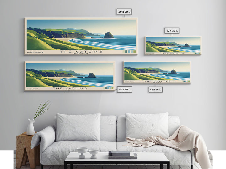 The Catlins, New Zealand Panoramic Print, Vacation Gift, New Zealand Wall Art, Beach Painting, Beach Decor, Beach Or Lakehouse Art