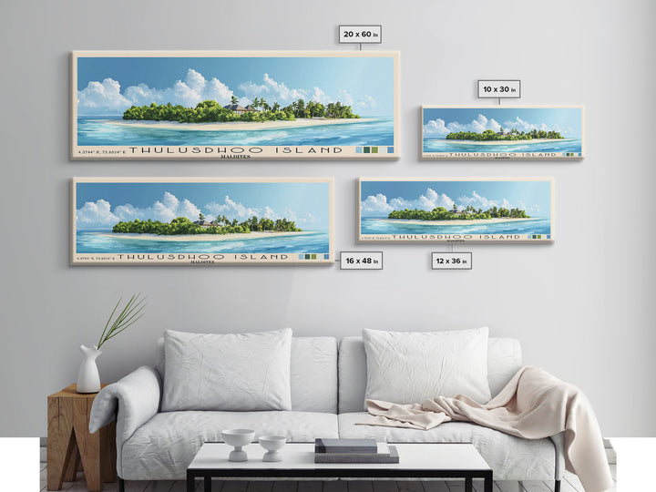 Thulusdhoo Island, Maldives Panoramic Print, Vacation Gift, Maldives Wall Art, Beach Painting, Beach Decor, Beach Or Lakehouse Art