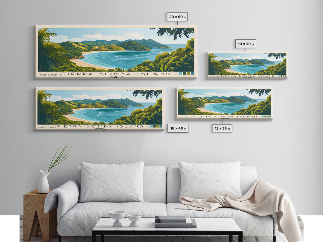 Tierra Bomba Island, Colombia Panoramic Beach Print, Vacation Gift, Colombia Wall Art, Beach Painting, Beach Decor, Beach Painting