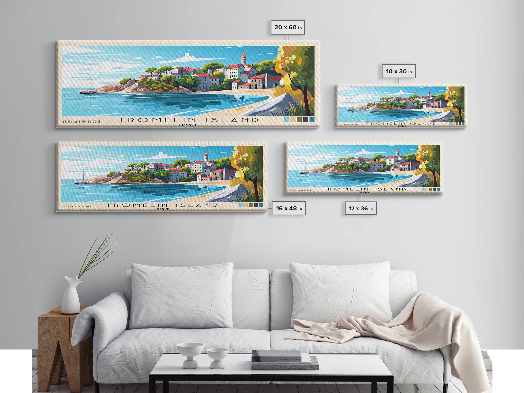 Tromelin Island, France Panoramic Beach Print, Vacation Gift, France Wall Art, Framed Canvas Print, Framed Beach Painting